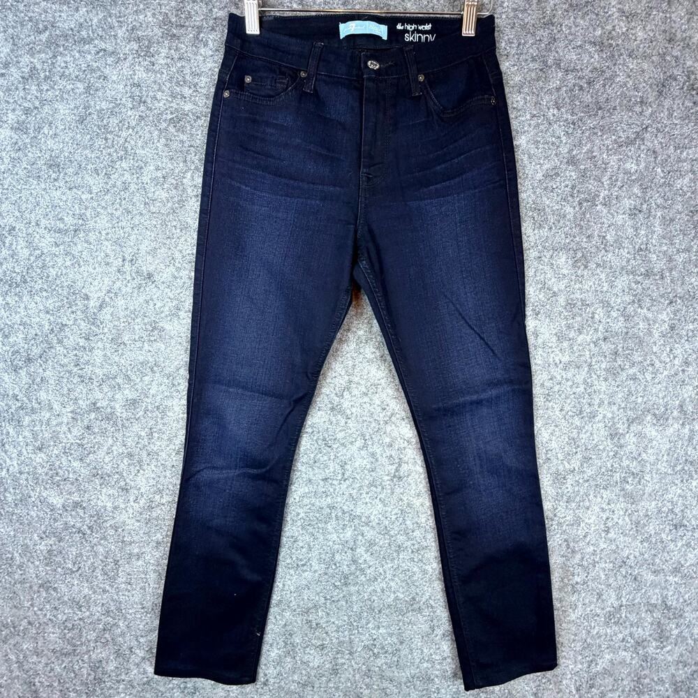 7 For All Mankind Skinny Jeans‎ Womens 27 Blue Denim Cotton Stretch High Waist